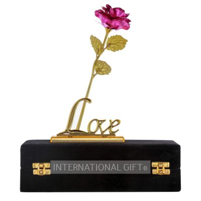 INTERNATIONAL GIFT Pink Rose Flower with Stand, Gift Box and Carry Bag (Pink Rose)