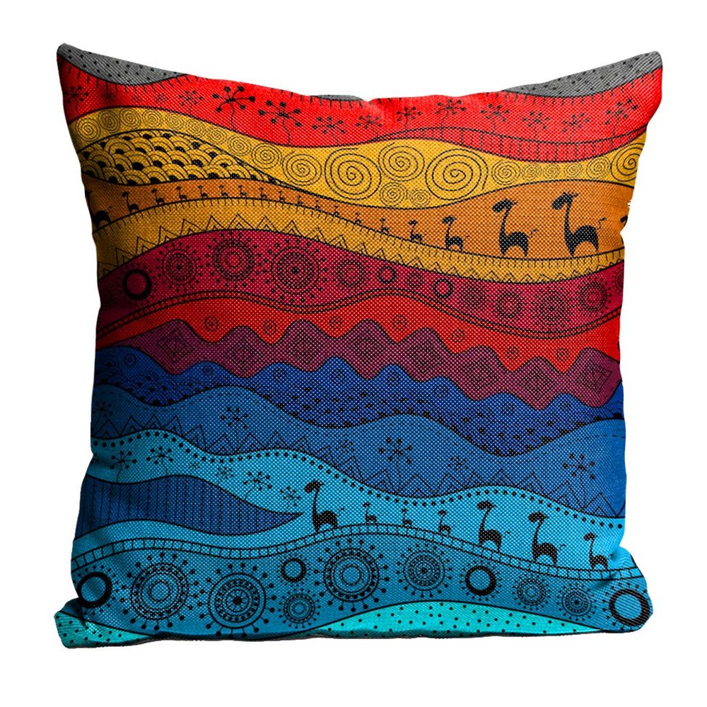 sleep nature's Jute Fabric Printed Throw/Pillow, Cushion Covers for Living/Bed Room - Multicolour, 24 X 24 Inch