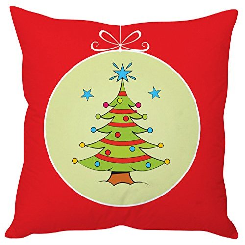 The Purple Tree Christmas Cushion Cover for Living Room Sofa (Pack of 1, 16x16 inch) Christmas Theme Cushion Cover, Sofa Cushion Cover, Christmas Decor