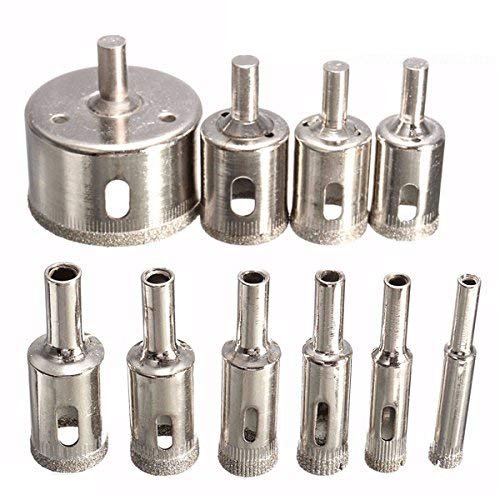 NavaHome Basics 10Pcs 8-50Mm Diamond Drill Bits Set Tool Hole Saw Cutter For Glass Marble Granite
