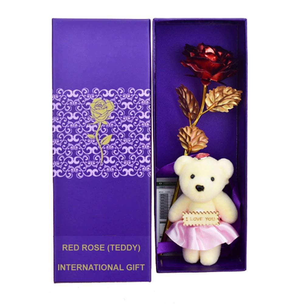 INTERNATIONAL GIFT Red Rose and Love Stand and Carry Bag (Red)