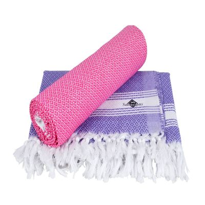 Sathiyas Cotton Bath Towel Pack of 2 (Lavender || Pink)