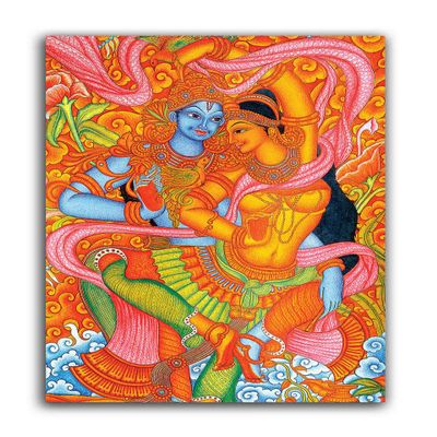 Tamatina Modern Art Canvas Painting | Radha Krishna | Abstract Art Unframed painting for Home dcor|size - 13X9 Inches.o224
