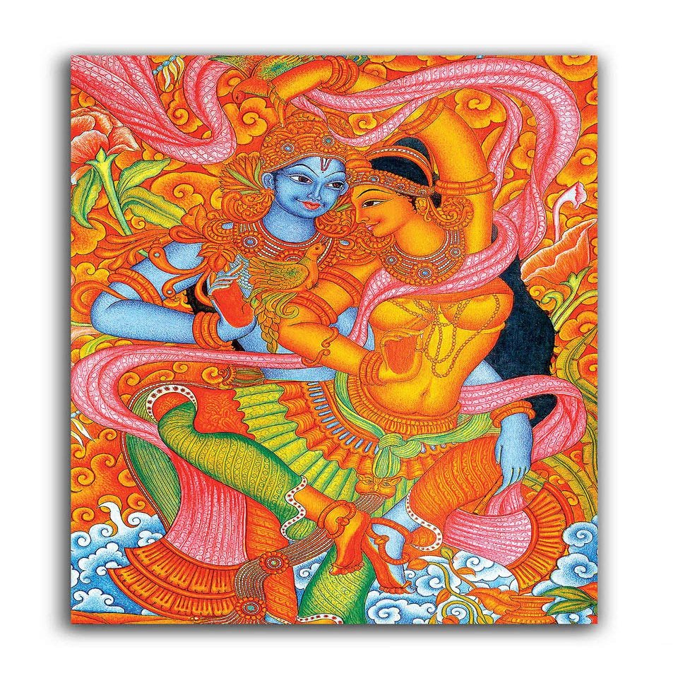 Tamatina Modern Art Canvas Painting | Radha Krishna | Abstract Art Unframed painting for Home dcor|size - 13X9 Inches.o224