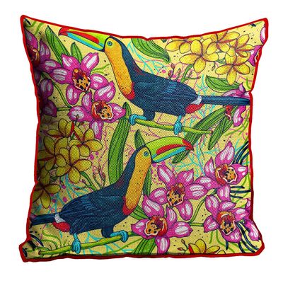 Kesar Enterprises Jute Fabric Printed Throw/Pillow, Cushion Covers for Living/Bed Room - Multicolour, 24 X 24 Inch