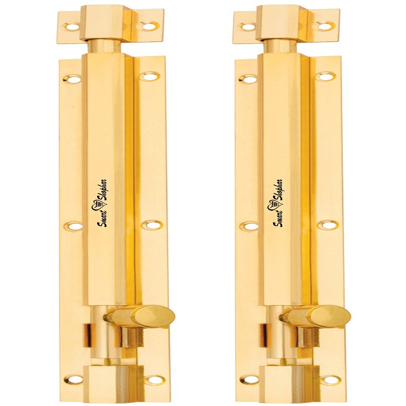 Smart Shophar Secure Fastening Solution Brass Hex Tower Bolt 6 Inches Gold/Rust-Resistant/Pack of 2 / Strong and Durable