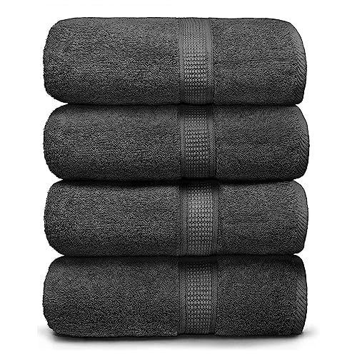 Ariv Large Premium Bamboo Cotton Bath Towels (4 Piece, Grey color)