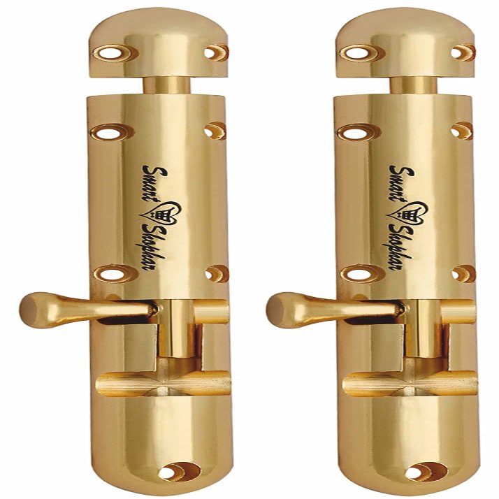 Smart Shophar Smooth Operation Brass Capsule Tower Bolt 6 Inches Gold - Pack of 2 / Rust-Resistant Finish/Secure Fastening