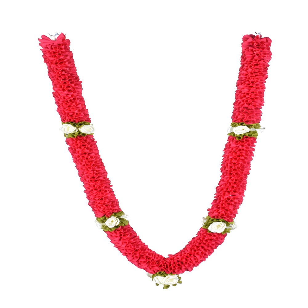 Daedal crafters Premium Dark Pink Artificial Garland, Decorative Mala for God Photo Frames Handmade Garland (50cmx50cm)
