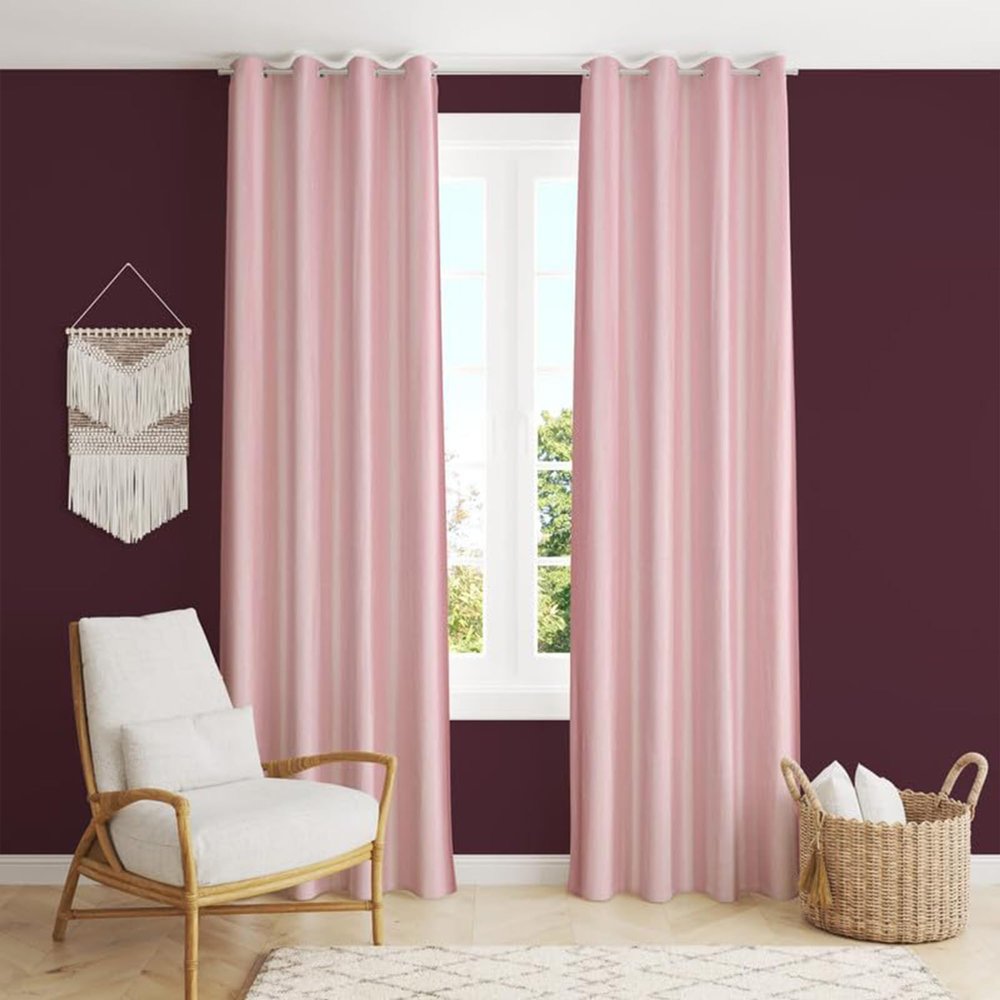 FRESH FROM LOOM Plain Curtains for Door 9 Feet Long | Curtain for Big Window | Yarn Weaved Parda | Modern Parde for Living Room Bedroom | Screens with Eyelet Ring | (Baby Pink, 1pc only)