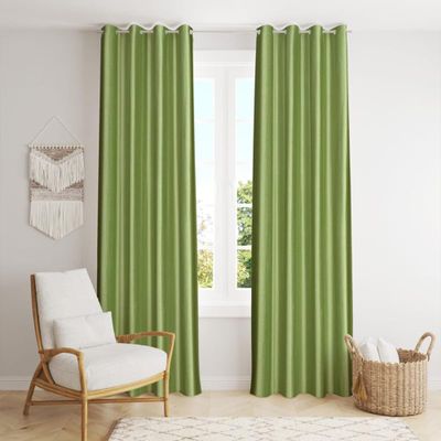 FRESH FROM LOOM Plain Curtains for Door 9 Feet Long | Curtain for Big Window | Yarn Weaved Parda | Modern Parde for Living Room Bedroom | Hypoallergenic (Light Green, 1pc only)
