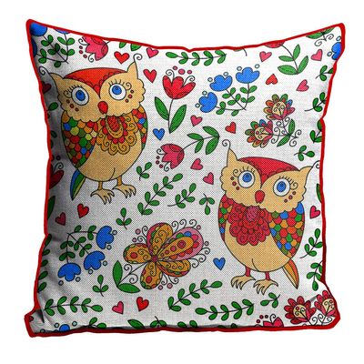 Kesar Enterprises Jute Fabric Printed Throw/Pillow, Cushion Covers for Living/Bed Room - Multicolour, 24 X 24 Inch