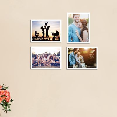 Art Street Endearing Set of 4 Decorative Wall Photo Frames for Home Living Room Decoration Eco Series Photoframes for Wall Dcor (Size - 5x7 Inchs, White)