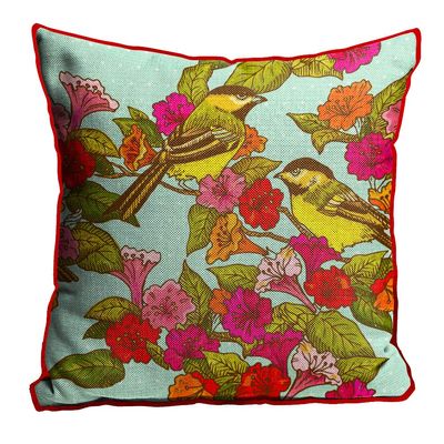 Kesar Enterprises Jute Fabric Printed Throw/Pillow, Cushion Covers for Living/Bed Room - Multicolour, 24 X 24 Inch