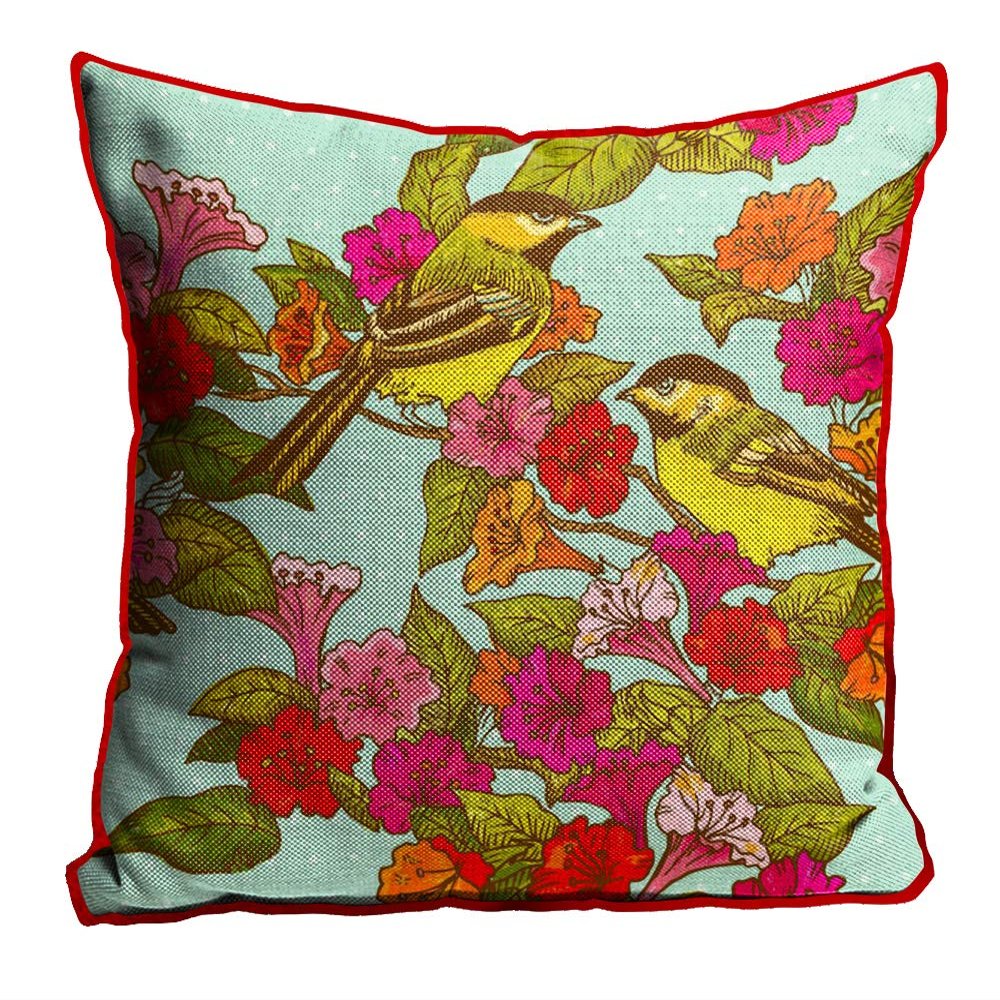 Kesar Enterprises Jute Fabric Printed Throw/Pillow, Cushion Covers for Living/Bed Room - Multicolour, 24 X 24 Inch