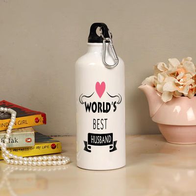 Sky Trends Aluminium Sipper Water Bottle for Anniversary Birthday & Valentine Gift, 600Ml, White, St-Valntsippbetei226