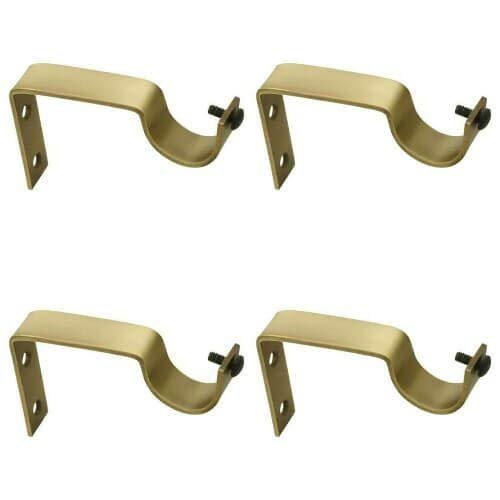 FAST Stainless Steel Rod Curtain Bracket Support Clamp (Brass, Gold, Yellow, 16 X 2.5 mm) - Pack of 4