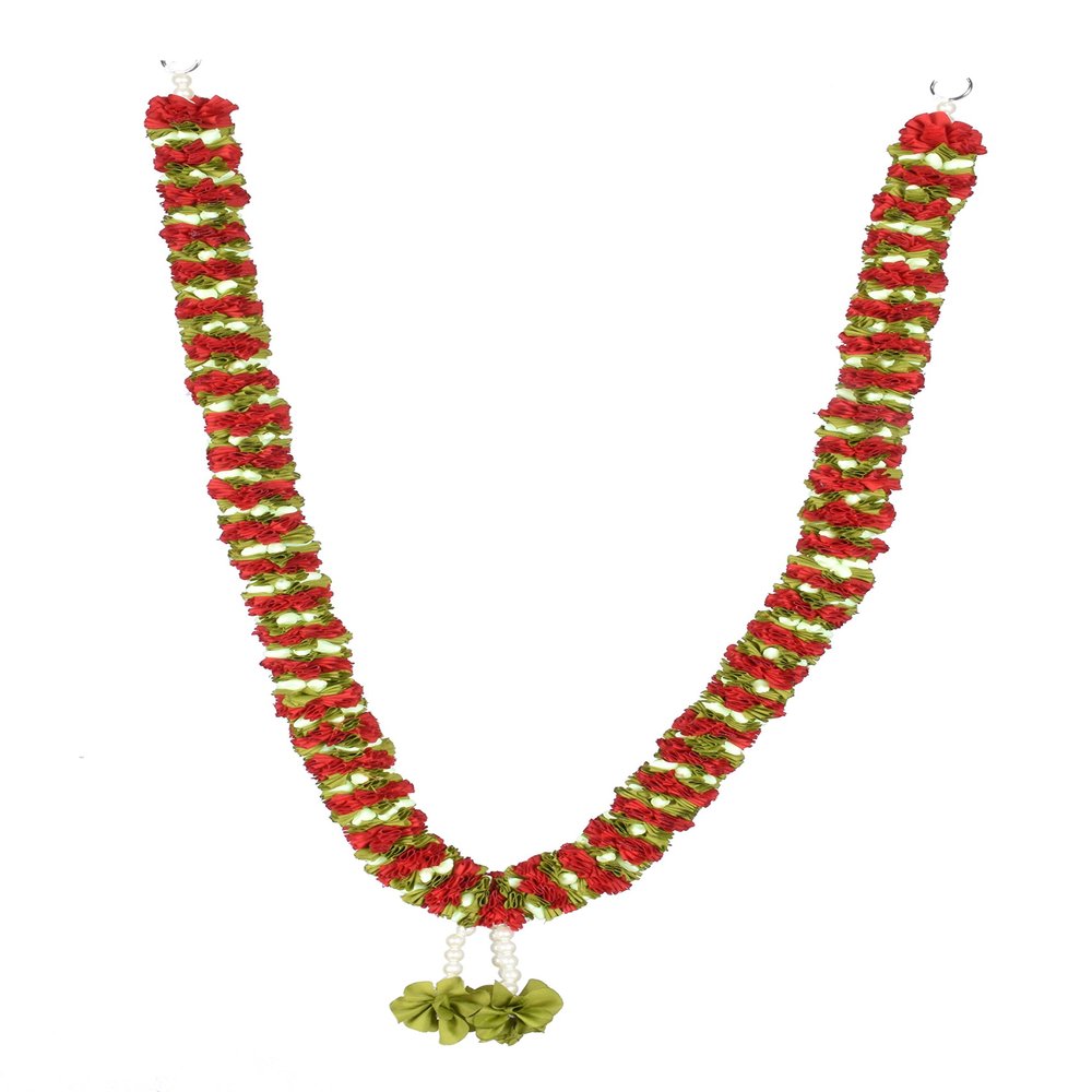 Daedal crafters Premium Maroon Artificial Garland, 2 Piece, Decorative Mala for God Photo Frames Handmade Garland (50cmx50cm)