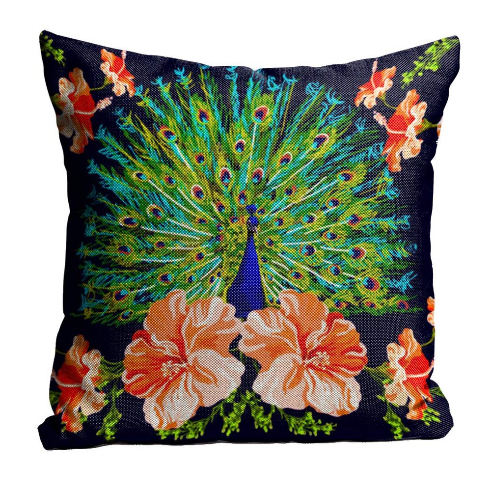 sleep nature's Jute Fabric Printed Throw/Pillow, Cushion Covers for Living/Bed Room - Multicolour, 24 X 24 Inch