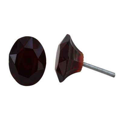 Indian-Shelf Pack of 4 Red Door Knob Designer Glass Diamond Cabinet Knobs