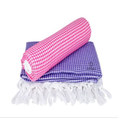 Sathiyas Soft Cotton Bath Towels - Pack of 2 (Blue, Pink)