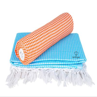 Sathiyas Soft Cotton Bath Towels - Pack of 2 (Blue, Orange)