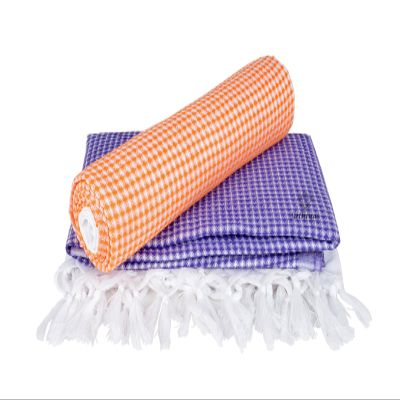 Sathiyas Soft Cotton Bath Towels - Pack of 2 (Lavender, Orange)