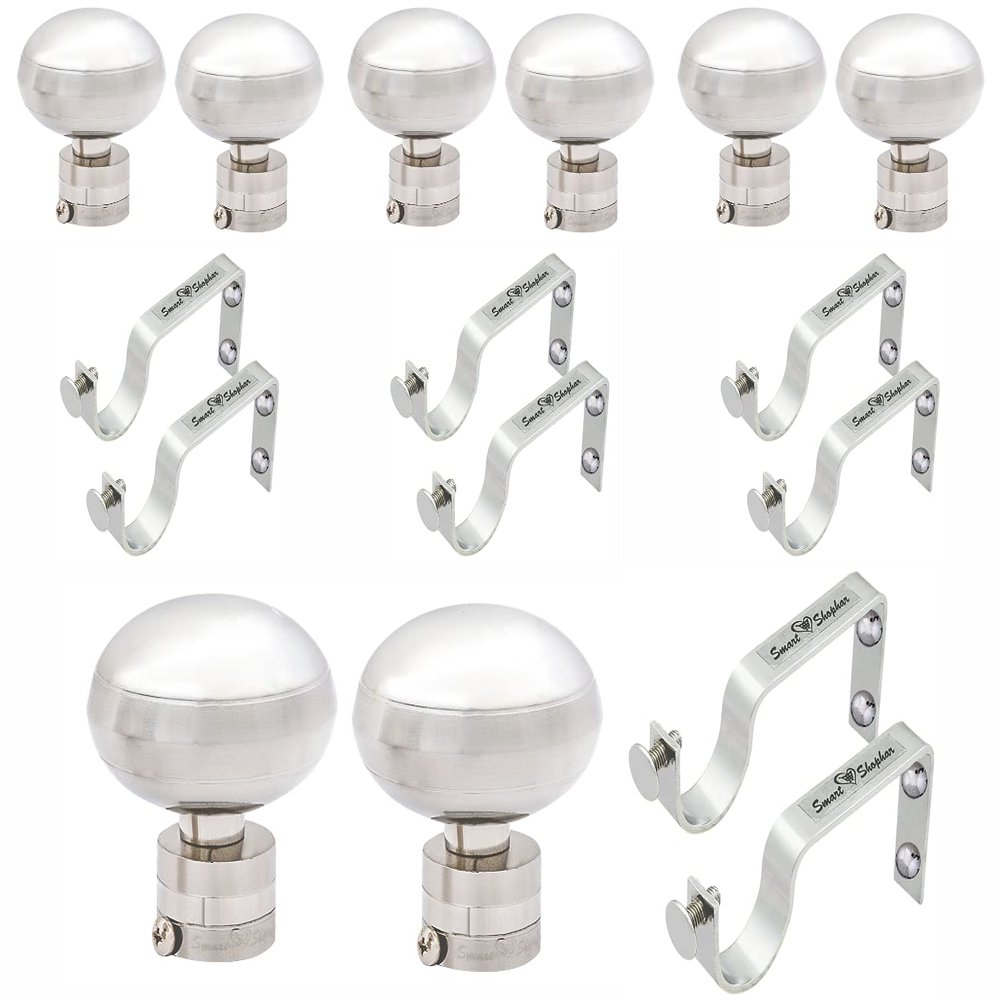 Smart Shophar Stainless Steel Nano Curtain Bracket, 4 Inches Silver, Pack of 4 Sets (8pcs) / Sleek Design / Rustproof and Sturdy Build