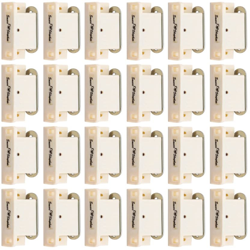 Smart Shophar Steel and Plastic Quick Door Catcher 2.25 Inches Silver White Cream, Pack of 24 / Heavy Duty Magnet Door Holder/Strong Magnetic Door Mounted Stopper Wardrobe Bottom Edges