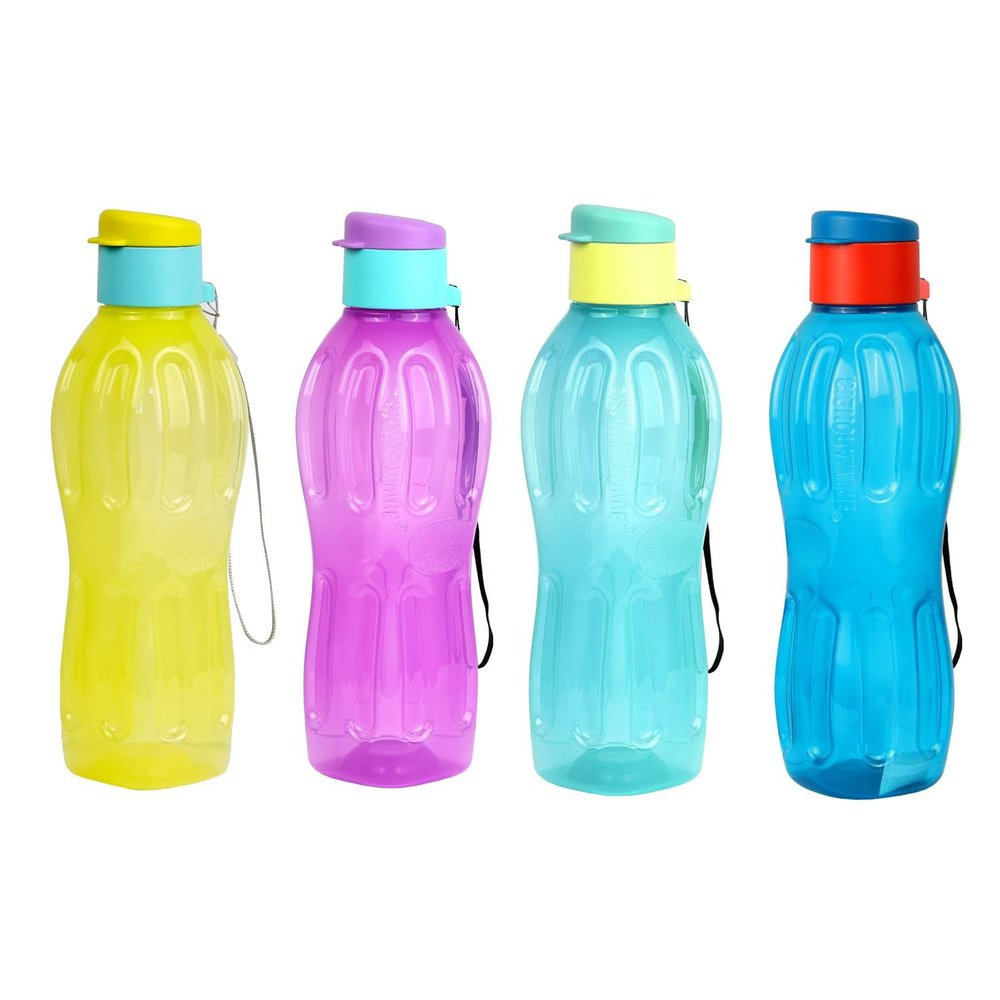 Signoraware Fliptop Aqua BPA Free Plastic Bottle | Airtight | freezer safe | Perfect for Storing Cold beverages During home & Office time | School & Office Use (500ml x 4 | Set of 4 | MultiColour)