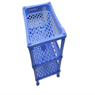 ARISERS One Step Ahead with the device of A Rising Sun Plastic Foldable Multipurpose Storage Self with 3 Layers Rack (10-inch, Blue)