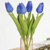 TIED RIBBONS Artificial Tulip Flowers Bunch for Vase (Set of 5, Blue) Home Decoration Living Room Bedroom Table Top Decorative Items - Silk view 1