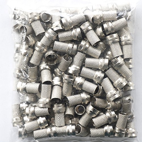 NavaHome Basics 100 Pcs Twist on RG6 F Type Coaxial Cable Connector Plugs Brass materials Singnal Line connector Copper Galvanized