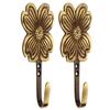 HOBKNOBS (Set of 2 Flower Antique Brass Multipurpose Wall/Wooden Mounted Hook Hanger - Goldish Brown.. view 1