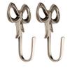 HOBKNOBS (Set of 2 Heavy Bow Satin Nickel Plated Multipurpose Wall/Wooden Mounted Hook Hanger - Silver.. view 1