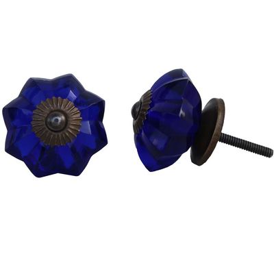 Indian-Shelf 4 Pieces Artistic Cabinet Knobs Melon Glass Blue Dresser Knobs