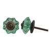Indian-Shelf 4 Pieces Mint Door Knobs Glass Marigold Flower Vintage Wardrobe Drawer Knobs view 1