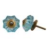 Indian-Shelf Pack of 4 Unique Farmhouse Door Knobs Glass Marigold Flower Turquoise Wardrobe Drawer Knob for Home Decor view 1