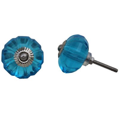 Indian-Shelf Pack of 4 Beautiful Turquoise Wardrobe Drawer Knob for Dresser Glass Marigold Flower Furniture Knobs