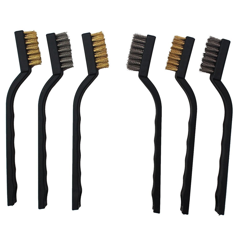 DIY Crafts Pack Of 6 Pc Set, Design No #6, Mini Wire Brush Set Steel Brass Nylon Cleaning Polishing f (Pack Of 6 Pc Set, Design No #6)