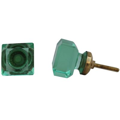 Indian-Shelf Pack of 4 Luxury Green Farmhouse Knob Square Glass Drawer Dresser Knobs