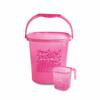 Nayasa Square Ring Funk Plastic Bucket Set for Bathroom | Bucket and Mug (18 Liters & 1.5 Liters) | Bathroom Set of 2 | Bathroom Accessories Set | Bathroom Bucket Set | Pink view 1