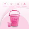 Nayasa Square Ring Funk Plastic 2 Pc Set for Bathroom | Bucket and Mug (25 Liters & 1.5 Liters)| Bathroom Accessories Set | Pink view 4