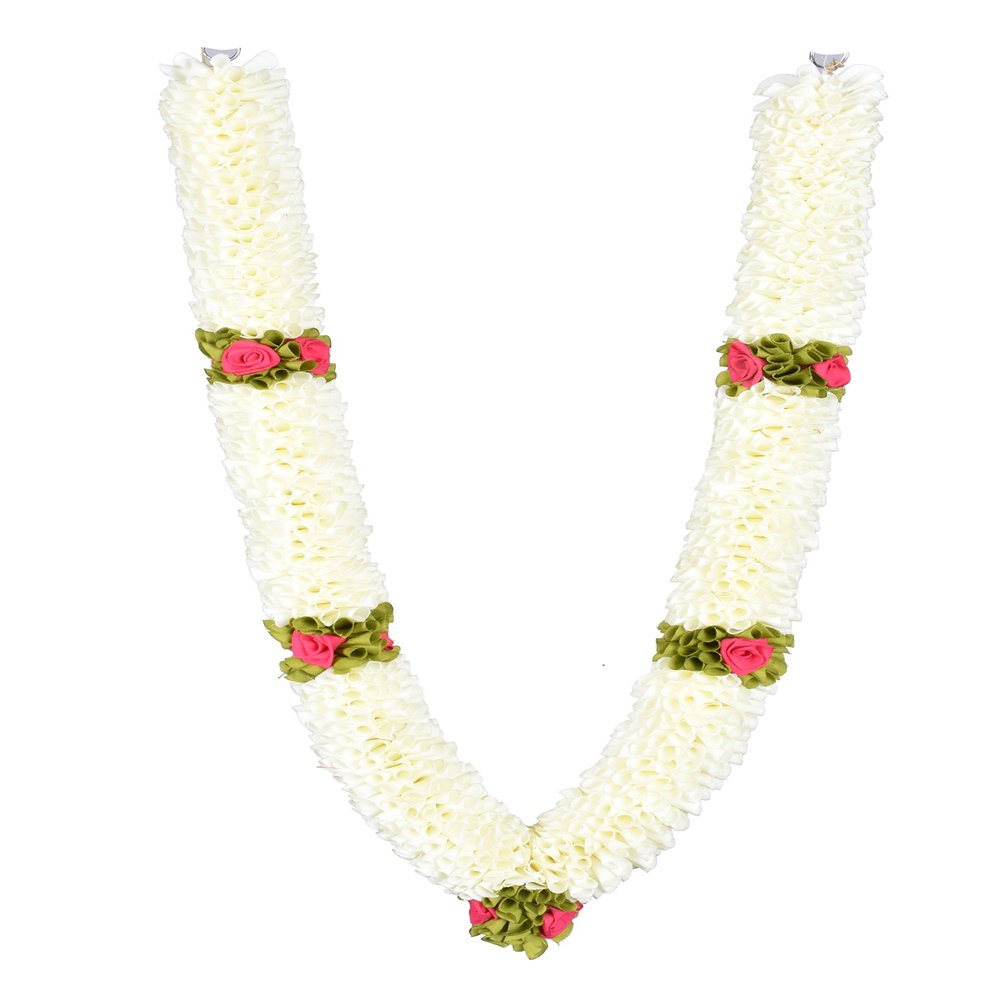 Daedal crafters Premium White Artificial Garland, Decorative Mala for God Photo Frames Handmade Garland