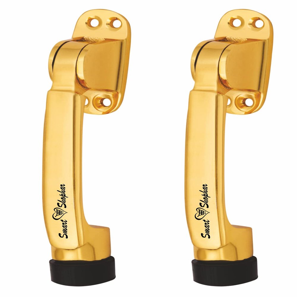 Smart Shophar Brass Meldal Door Stopper 5 Inches Gold, Durable and Scratch-Resistant, Pack of 2 for Safe Door Handling