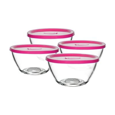Yera B16FL Glass 4-Piece Polo Bowl with Lid, 435ml, Clear