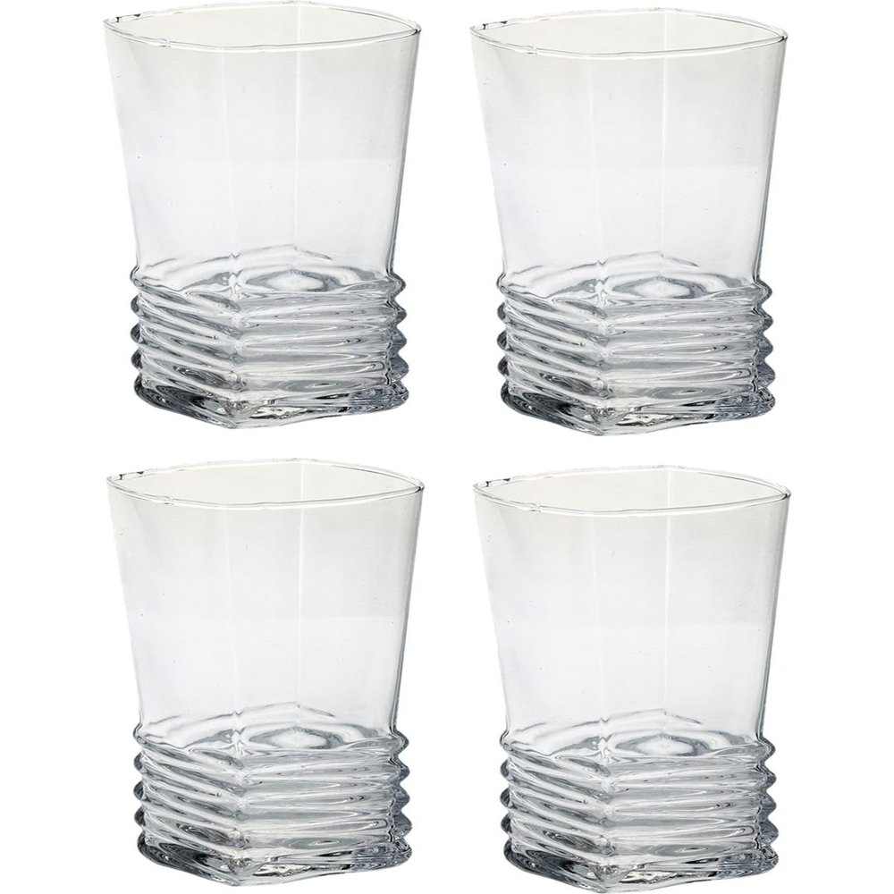 Somil Clear Elegance: Timeless Glass Designs for Every Occasion, 300 ml, Capacity, Pack of 4, Size: 12 X 7 X 7 Cm