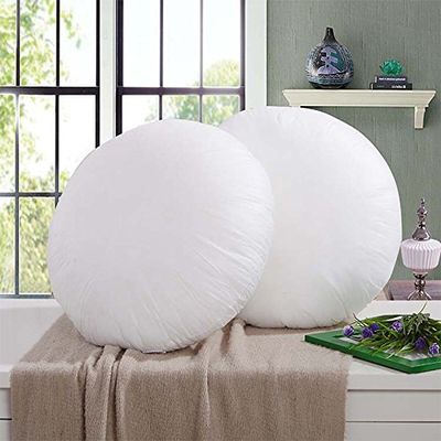 The Purple Tree White Cotton Round Cushion Filler Inserts 18x18 inches - 2 Pc