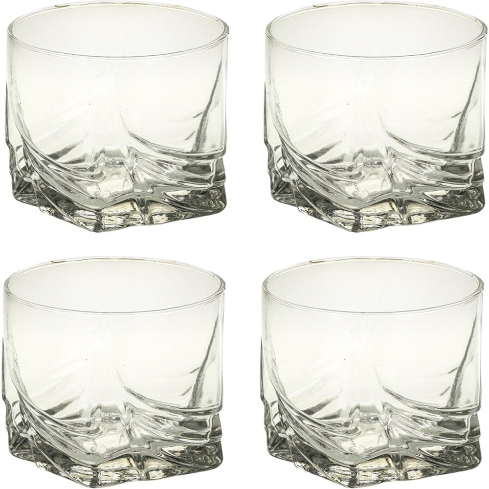 Somil Clear Elegance: Timeless Glass Designs for Every Occasion, 250 ml, Capacity, Pack of 4, Size: 9 X 7.5 X 7.5 Cm