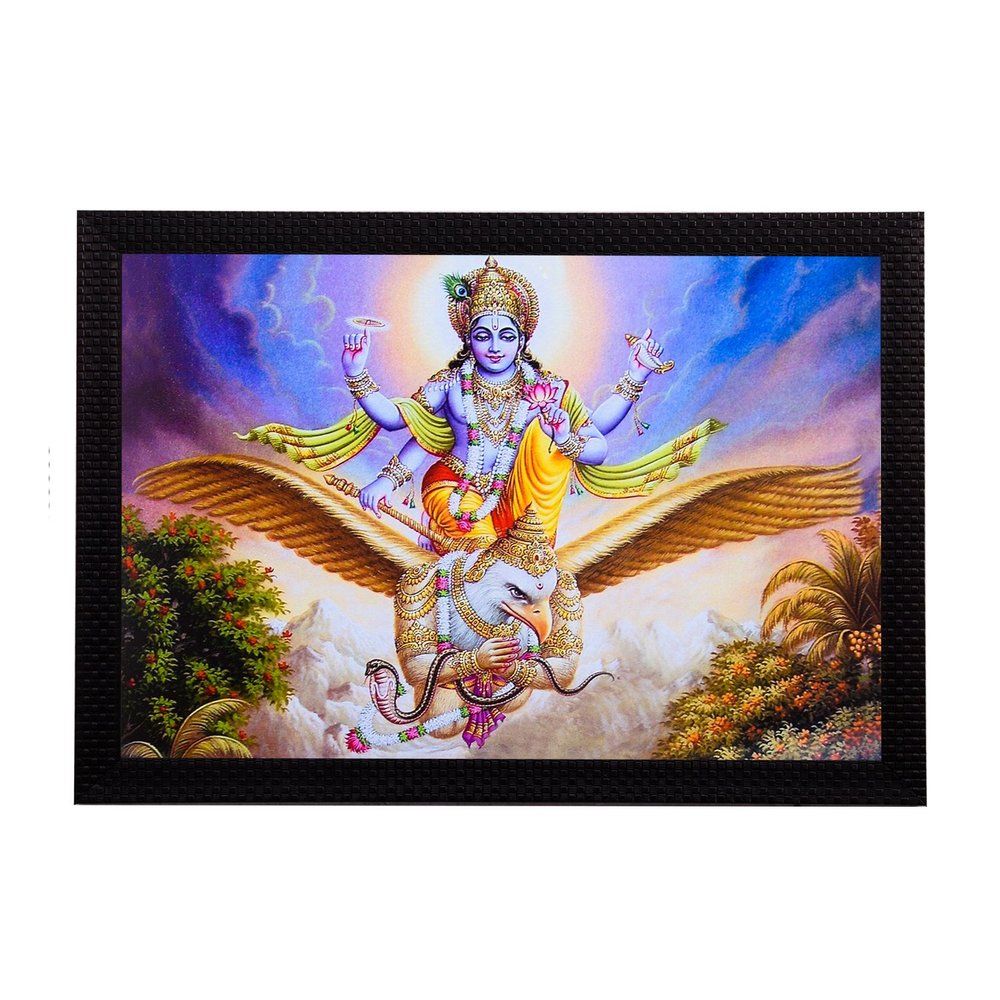eCraftIndia 'Lord Vishnu' UV Art Painting (Synthetic Wood, 36 cm x 28 cm, Satin Matt Texture), Multicolour
